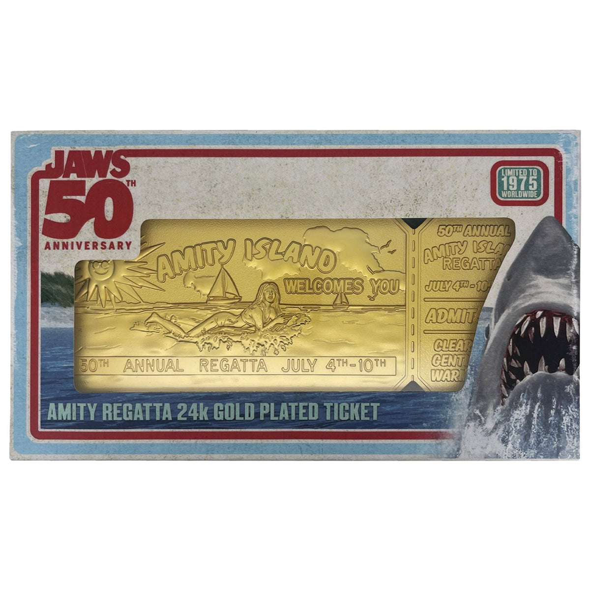 Objet collector Les Dents de la Mer - 50th Anniversary 24K Gold Plated Regatta TicketTObjet collector Les Dents de la Mer - 50th Anniversary 24K Gold Plated Regatta TicketiObjet collector Les Dents de la Mer - 50th Anniversary 24K Gold Plated Regatta TicketcObjet collector Les Dents de la Mer - 50th Anniversary 24K Gold Plated Regatta TicketkObjet collector Les Dents de la Mer - 50th Anniversary 24K Gold Plated Regatta TicketeObjet collector Les Dents de la Mer - 50th Anniversary 24K Gold Plated Regatta Tic