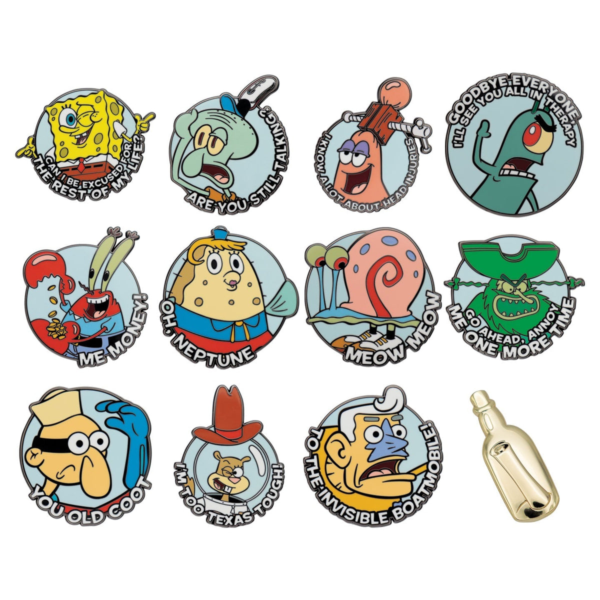 Display de 12 blind boxes Bob l’éponge - pin’s mystère - ensemble des pin’s