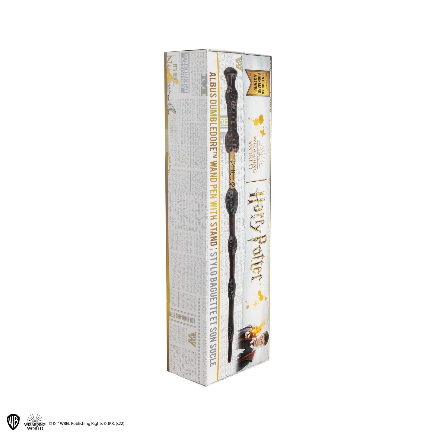 Stylo baguette avec socle & marque-page lenticulaire Albus Dumbledore