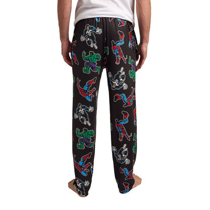 Marvel Comics Presents Spider-Man, Punisher & Hulk All-Over Print Men’s Black Sleep Pajama Pants