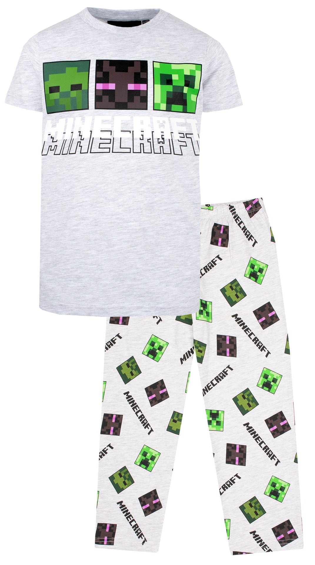 Pyjama Minecraft – Short Sleeve – gris & vert