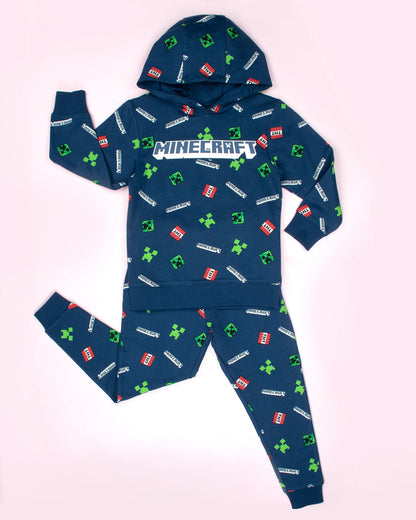 Sweat à capuche Minecraft – Creeper Pattern – Navy