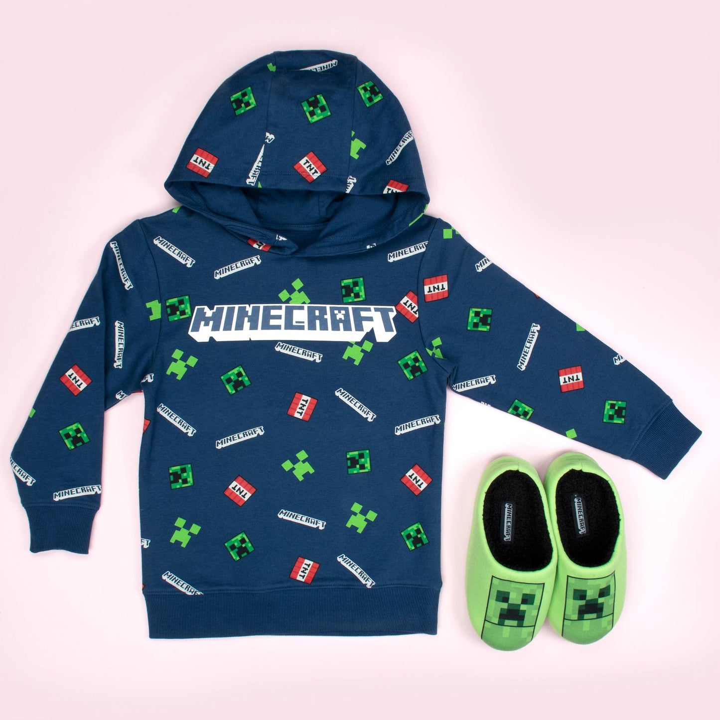 Sweat à capuche Minecraft – Creeper Pattern – Navy