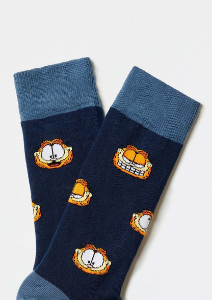 BeGarfield Faces Navy Socks