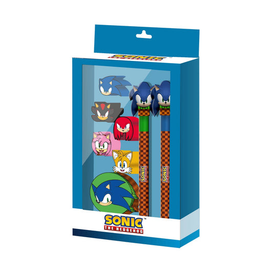 Sonic-Pack Pen + Eternal Pencil + 5 Erasers + Pencil Sharpener