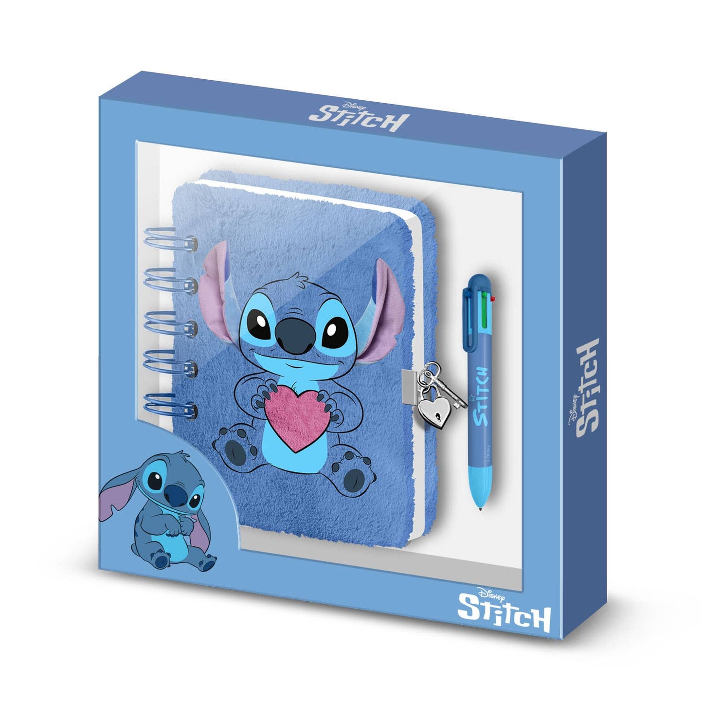 Plush Journal Pack + 6-Color Lilo & Stitch Pen - Stitch Heart