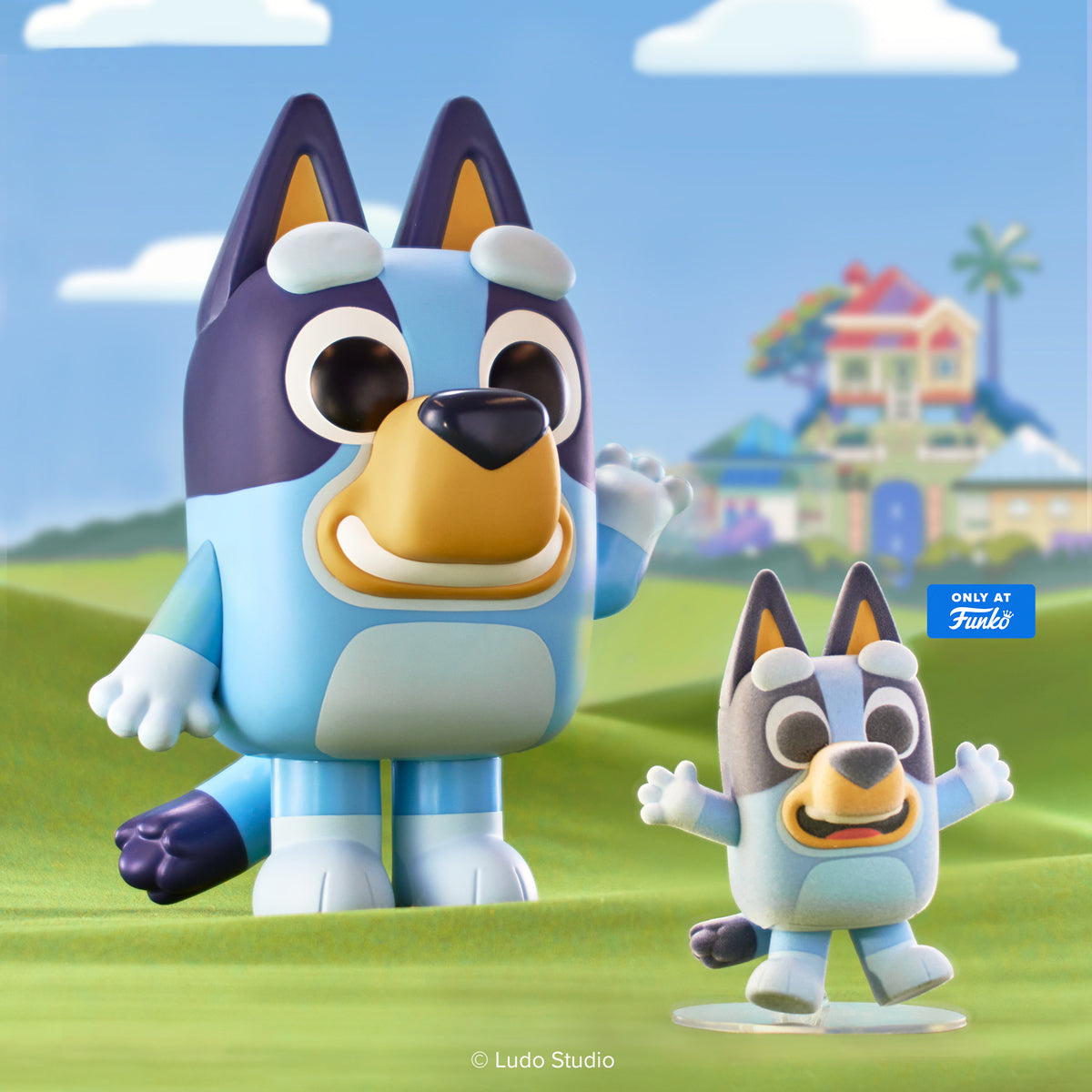 Pop! Bluey Jumping Flocked – visuel lifestyle avec collection Bluey