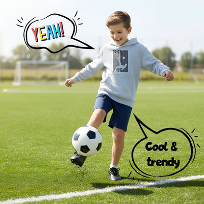 Sweat à capuche football – Fringoo gaming gris for Boys Cotton Rich Soft Hooded – Cristiano Kick gris