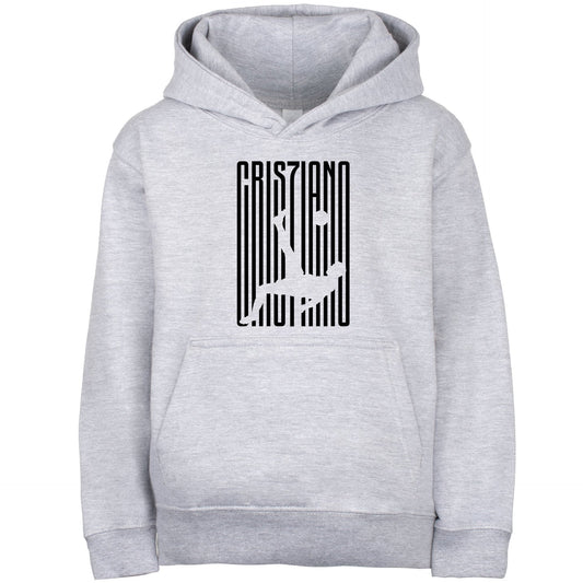 Sweat à capuche football – Fringoo gaming gris for Boys Cotton Rich Soft Hooded – Cristiano Kick gris