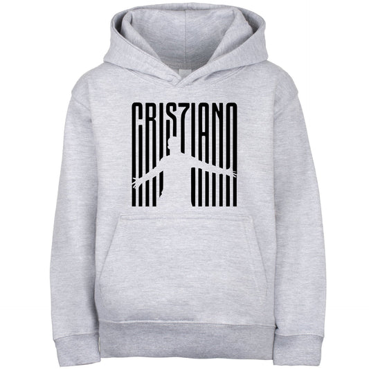 Sweat à capuche football – Fringoo gaming gris for Boys Cotton Rich Soft Hooded – Cristiano gris
