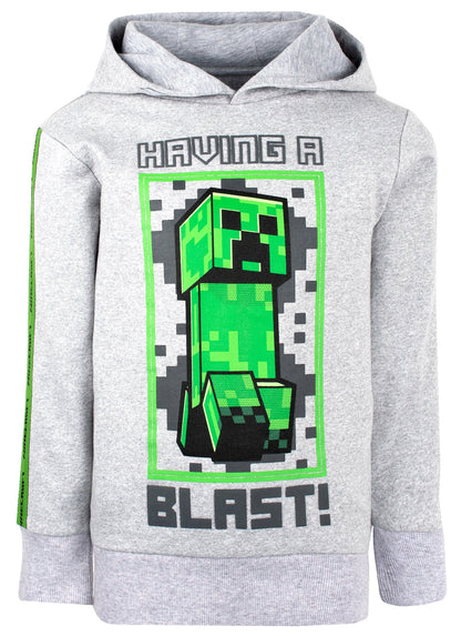 Sweat à capuche Minecraft – vert Creeper – gris