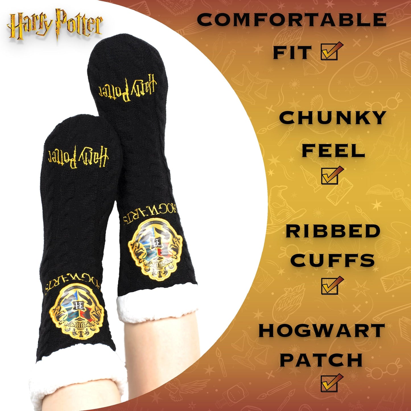 Chaussettes – Harry Potter Slippery – noir