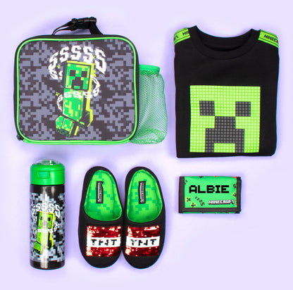Sac repas – Minecraft with Mesh Pocket – gris Pixel Creeper