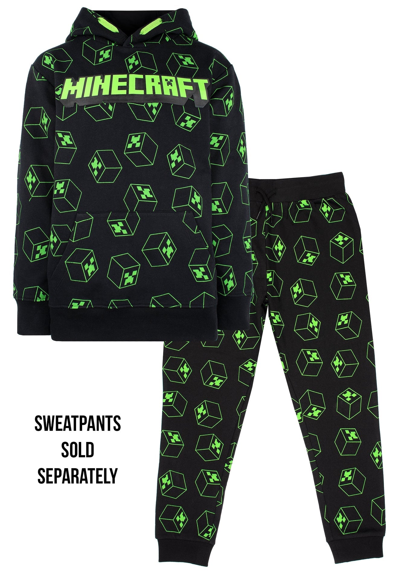 Sweat à capuche Minecraft – Creeper Pattern – noir