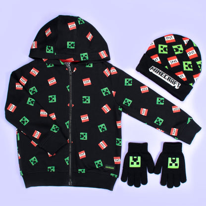 Sweat à capuche Minecraft – Zipped – noir