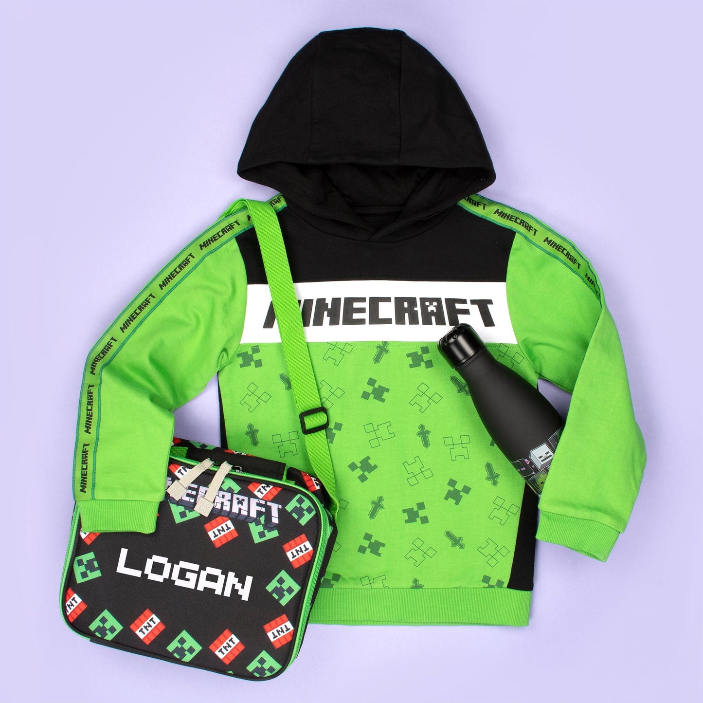 Sweat à capuche Minecraft – vert / noir
