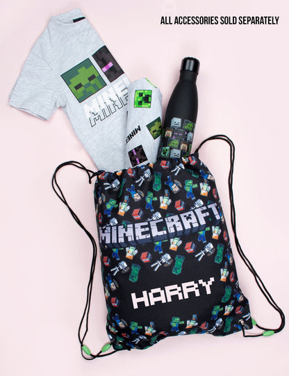 Pyjama Minecraft – Short Sleeve – gris & vert