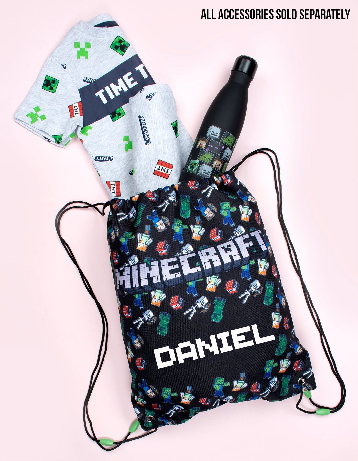 Pyjama Minecraft – Short Sleeve – 'Time to Mine' gris