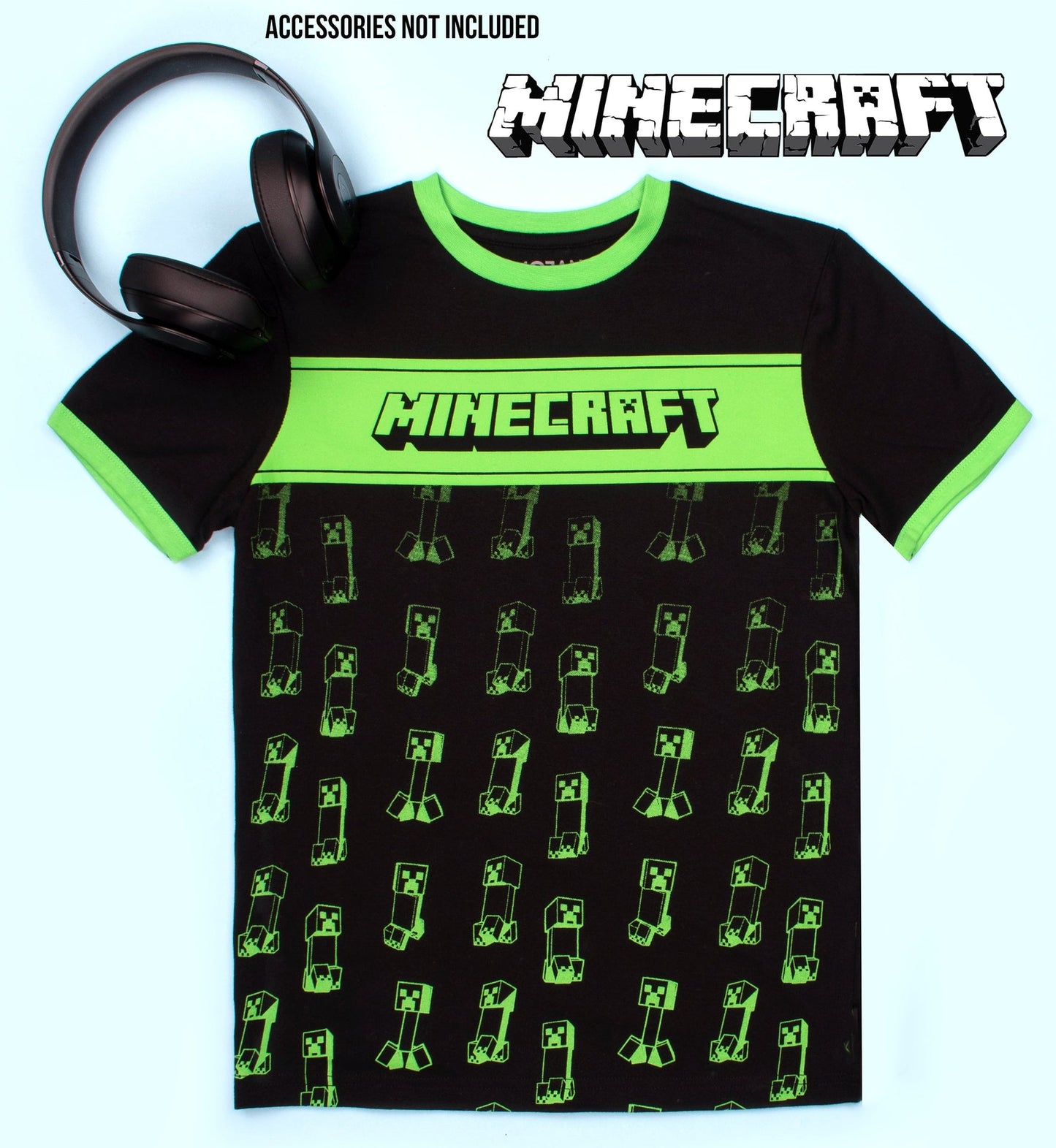 T-shirt Minecraft – Creeper T-shirt – noir & vert