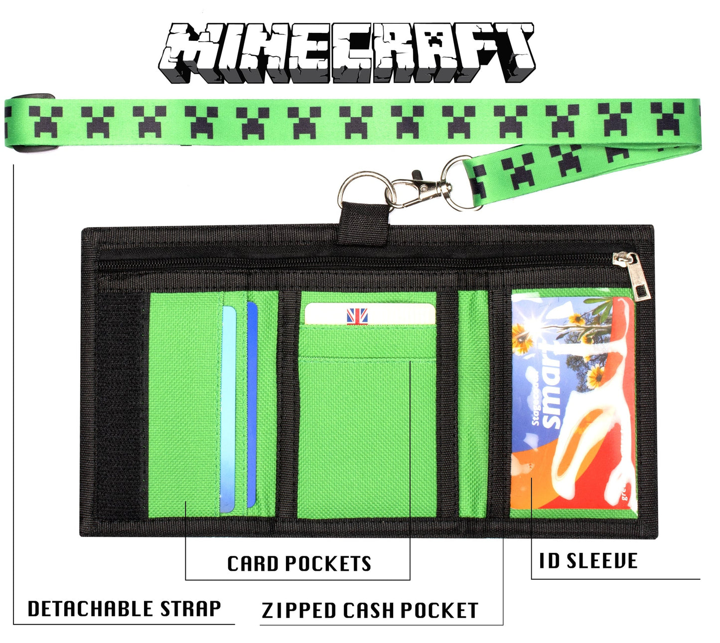 Minecraft Kids portefeuille – vert Creeper