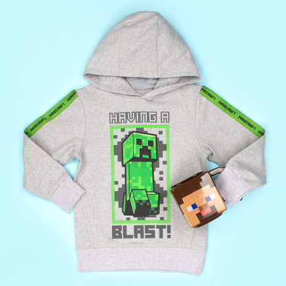 Sweat à capuche Minecraft – vert Creeper – gris