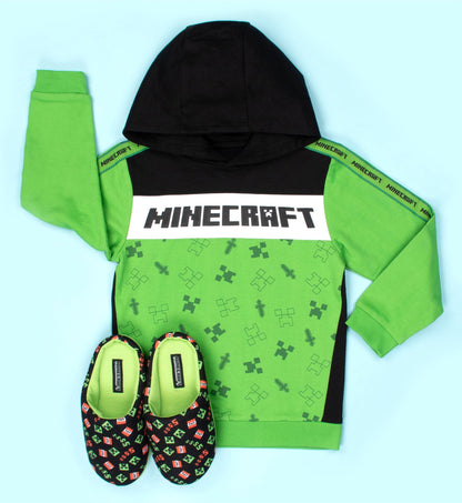 Sweat à capuche Minecraft – vert / noir
