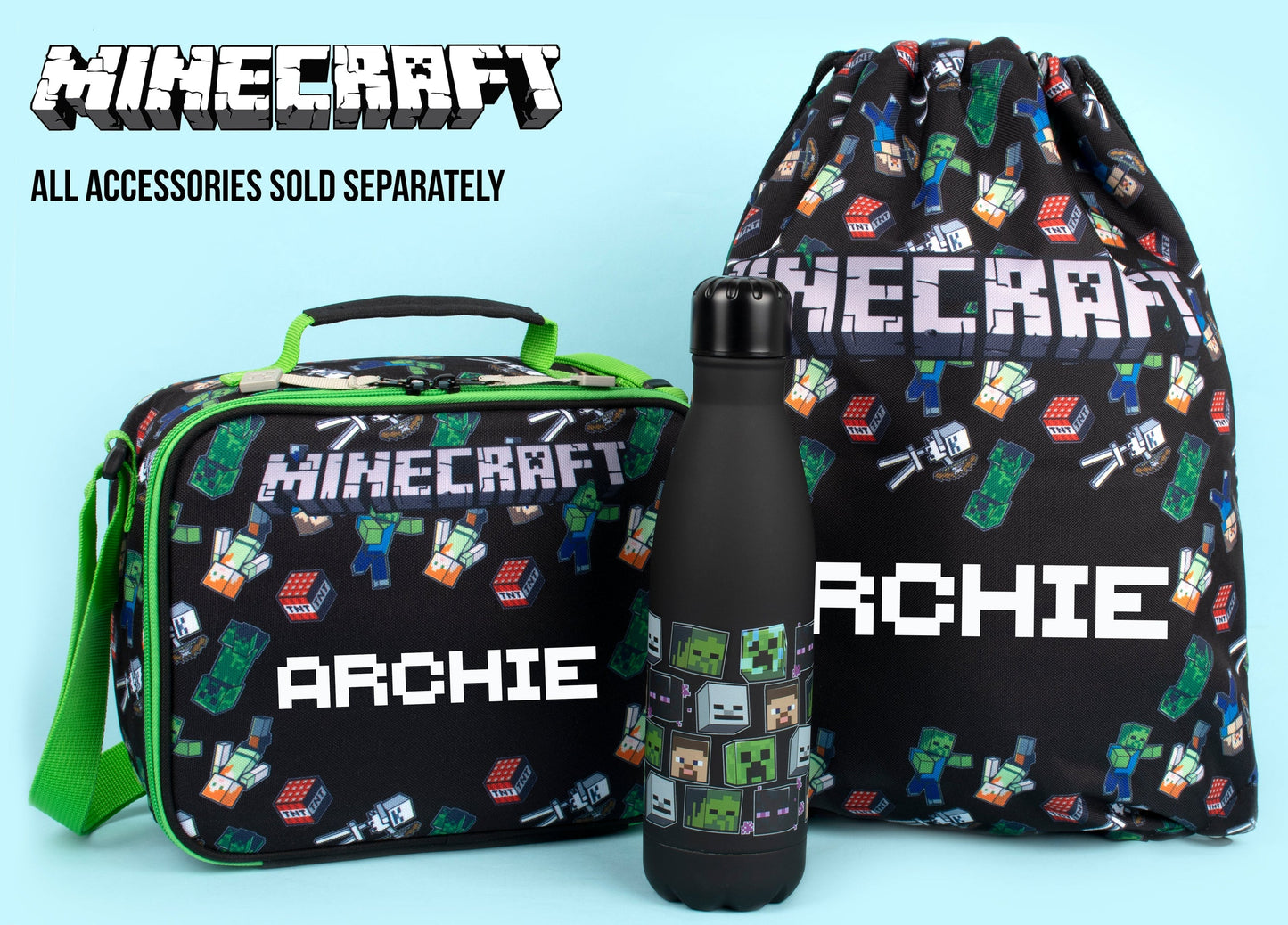 Gourde en acier inoxydable – Minecraft 550 ml – noir