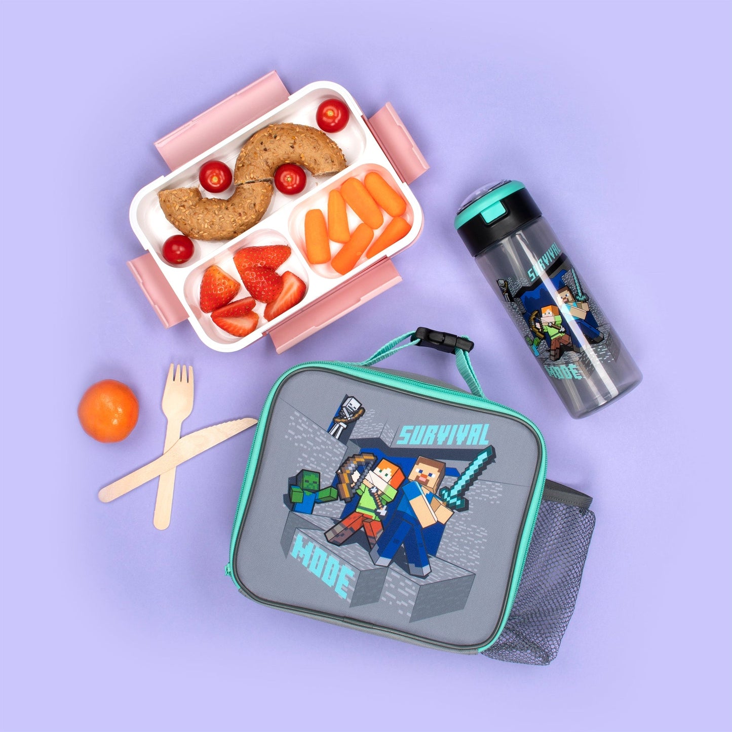 Sac repas – Minecraft with Mesh Pocket – Steve & Alex