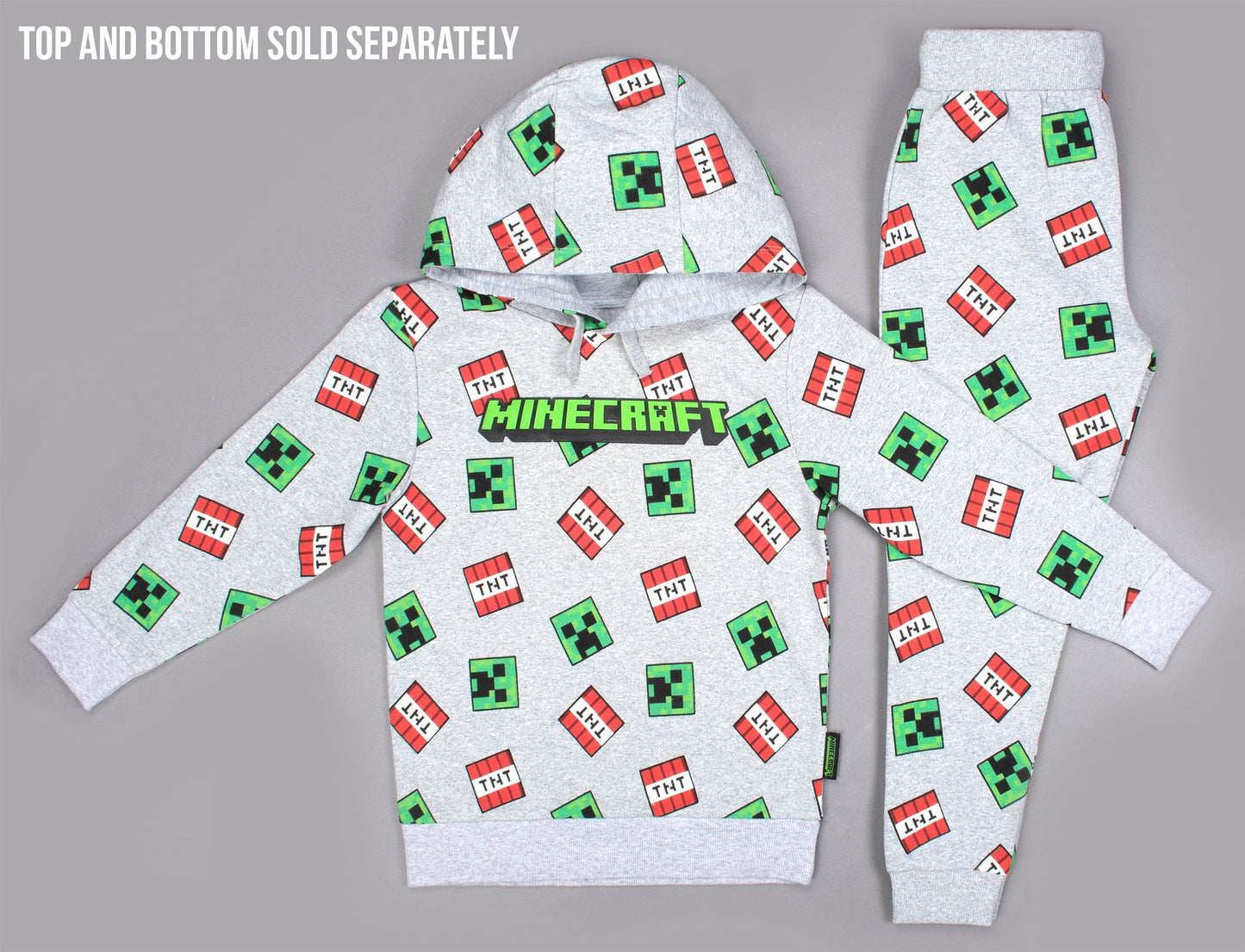 Sweat à capuche Minecraft – Creeper Pattern – gris
