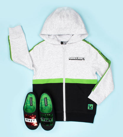 Sweat à capuche Minecraft – Zipped – gris et noir