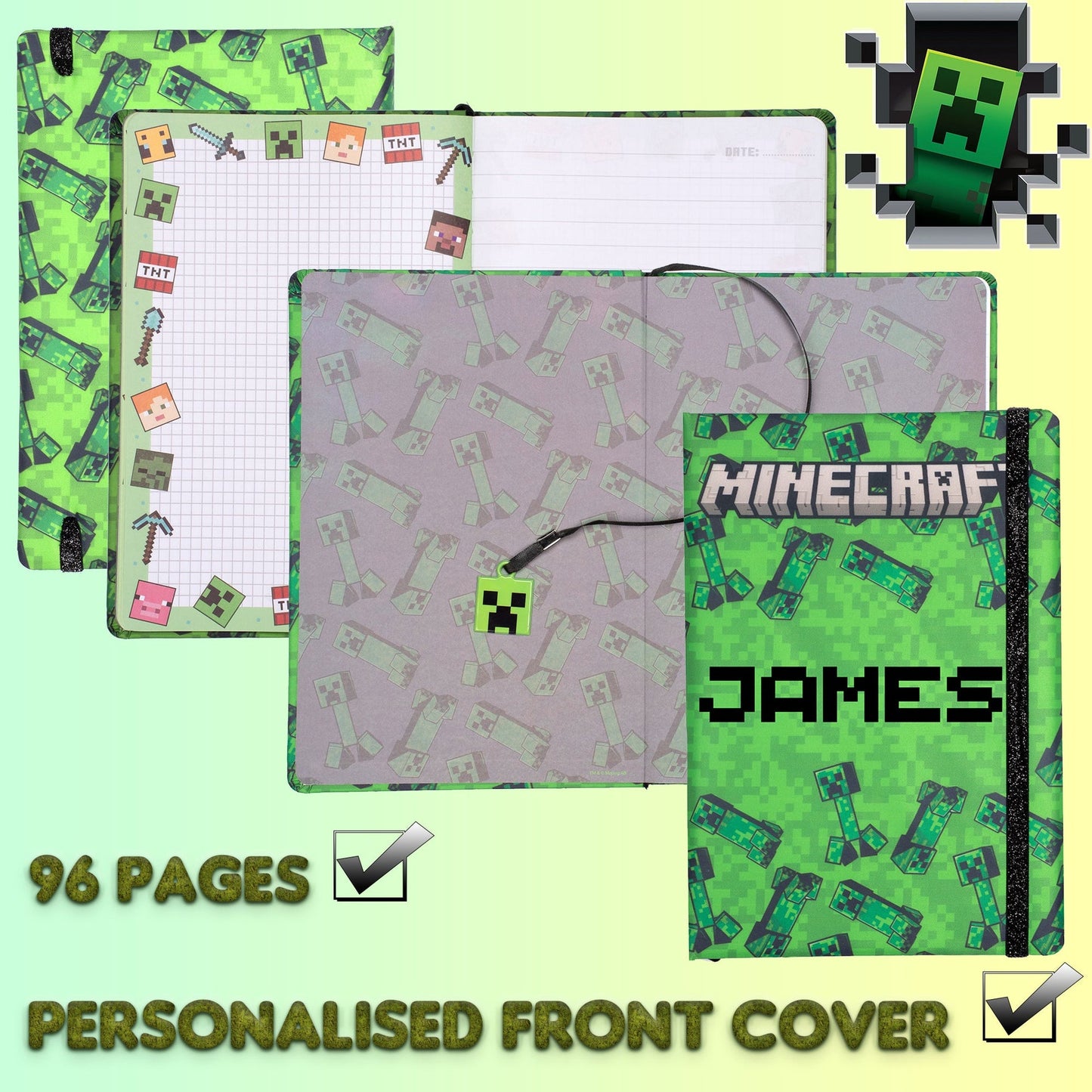 Carnet – Minecraft – vert