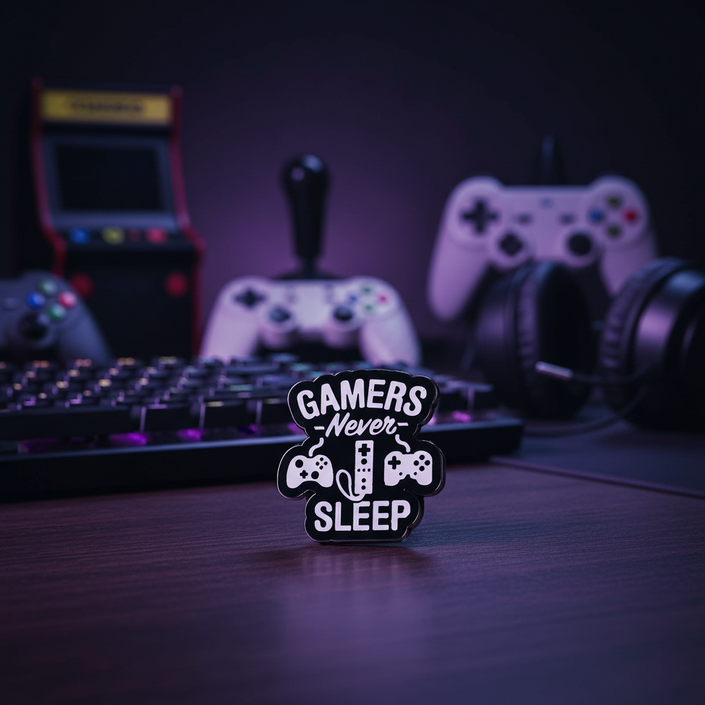 Pin’s Gamer Never Sleep – visuel produit