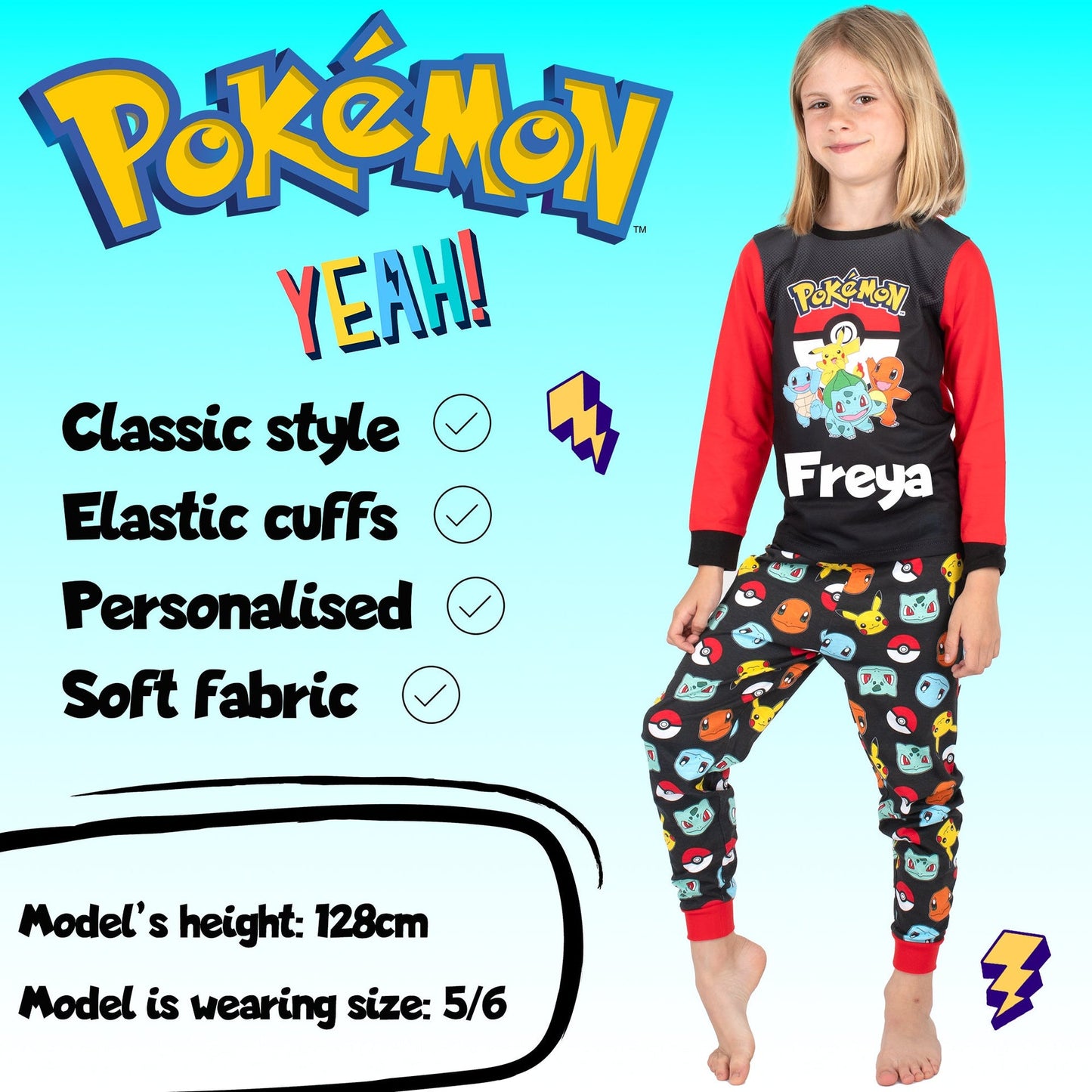 Pyjama – Pokemon – Long Sleeve – 100% Cotton, Soft & Warm Winter PJs