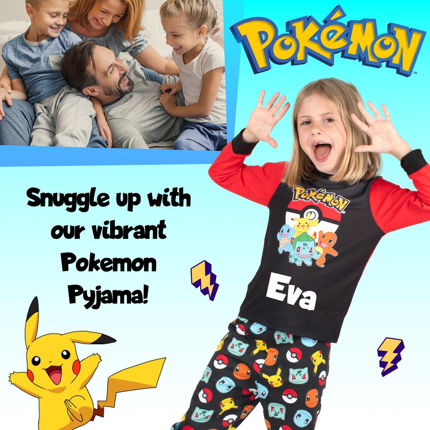 Pyjama – Pokemon – Long Sleeve – 100% Cotton, Soft & Warm Winter PJs