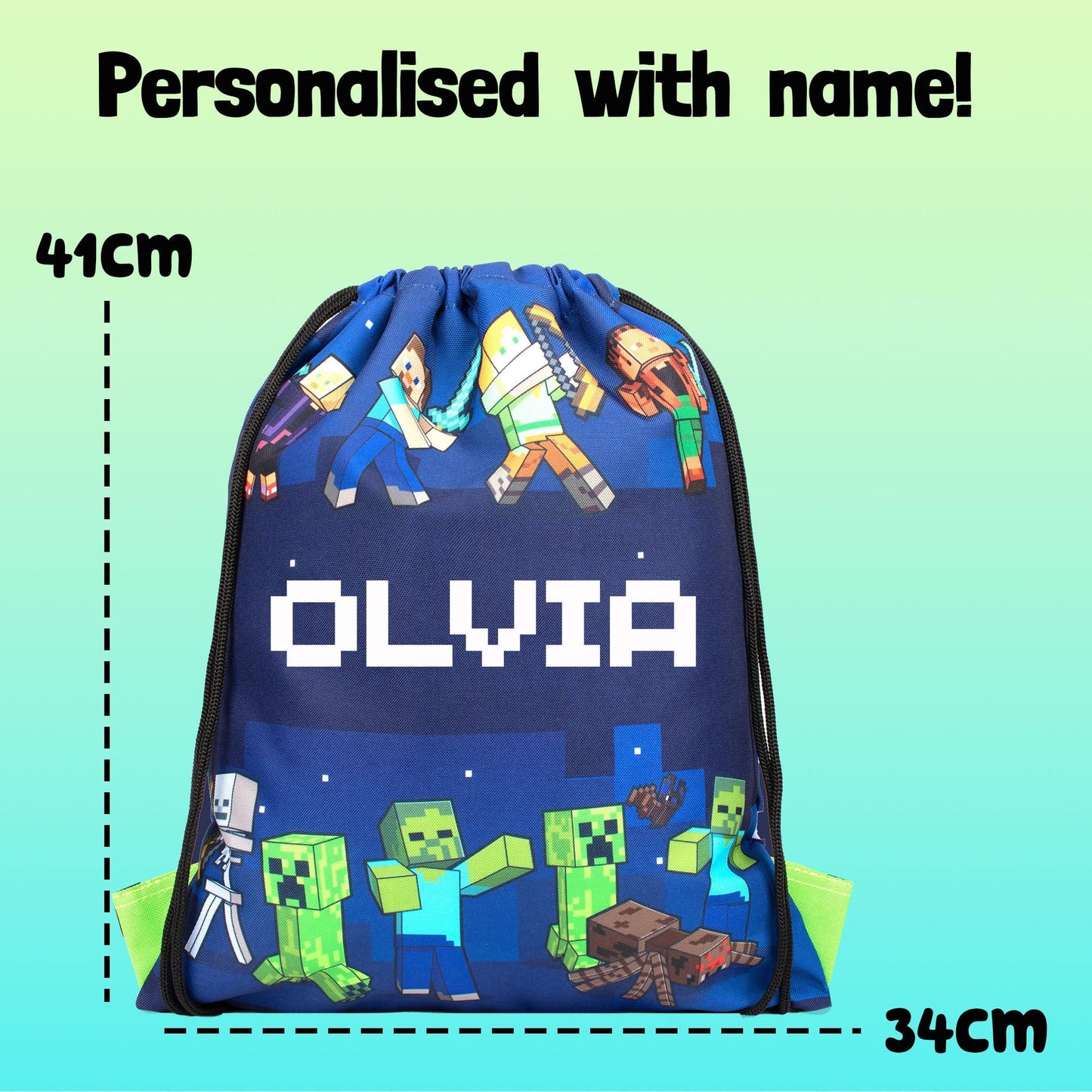 Sac à cordon – Official Minecraft Minecraft bleu | PE Bag | Fringoo