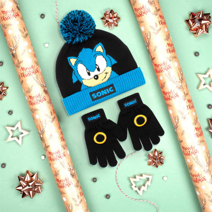 Ensemble bonnet et gants – Sonic THE HEDGEHOG Winter Set for Boys-noir