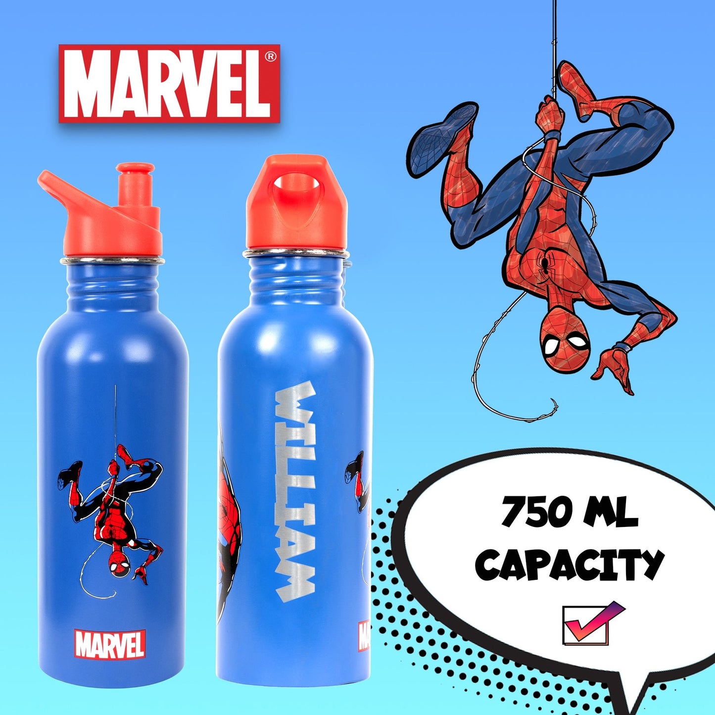 Gourde en acier inoxydable – acier inoxydable Spider-Man bleu Bottle