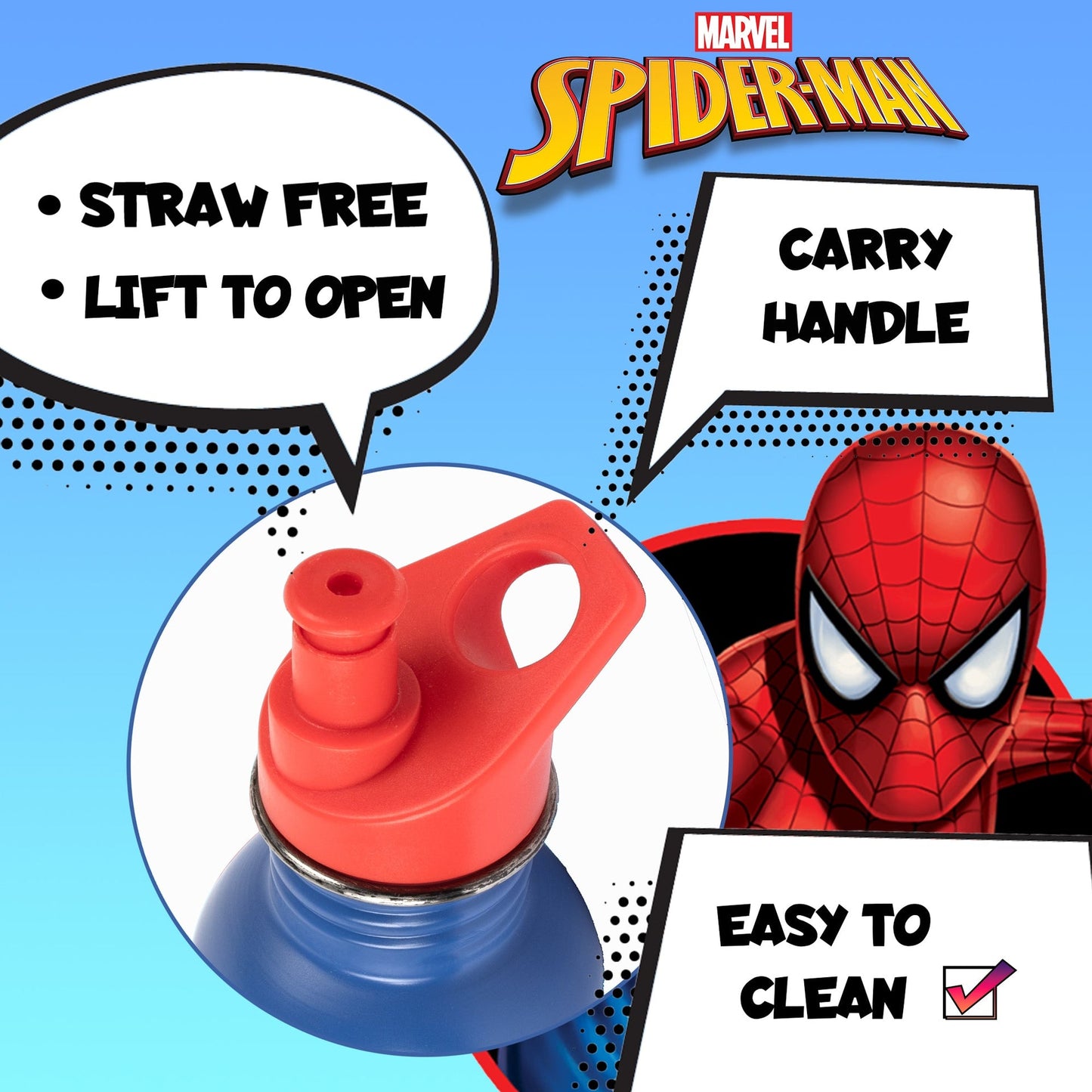 Gourde en acier inoxydable – acier inoxydable Spider-Man bleu Bottle