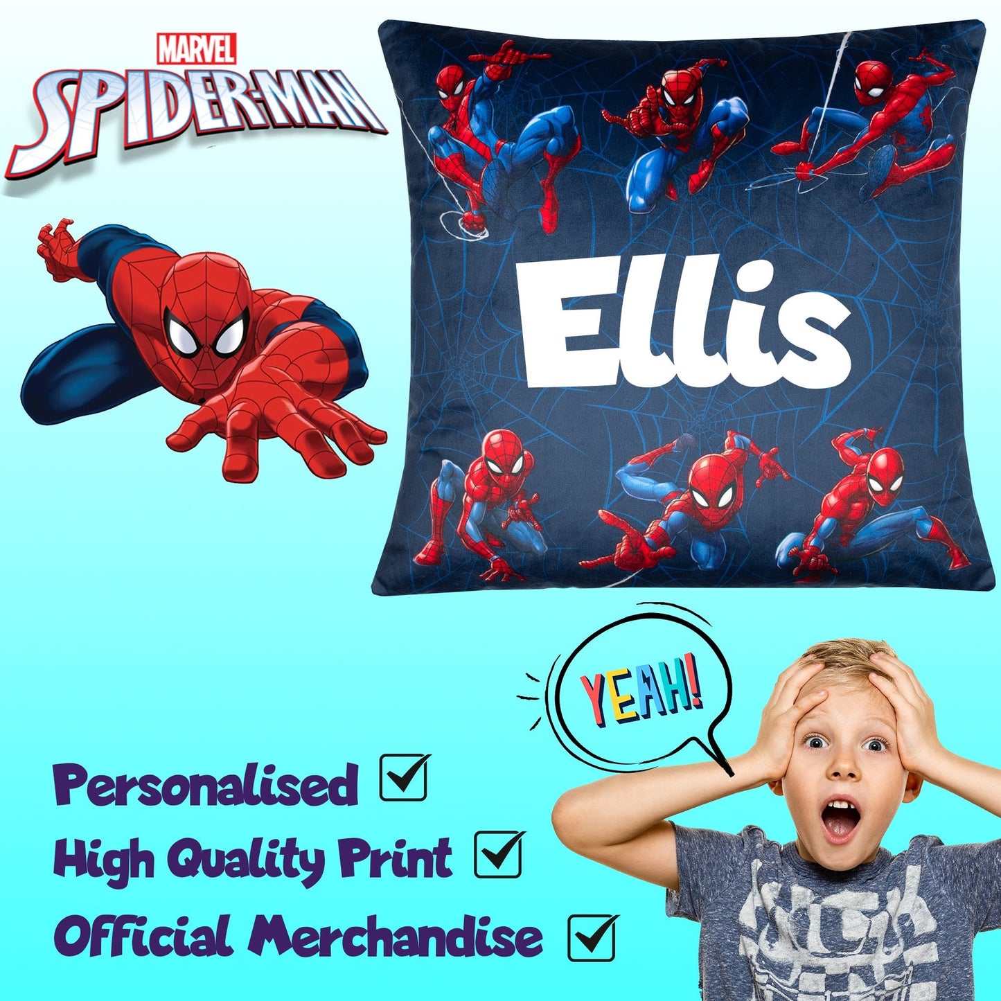 Housse de coussin Spider-Man – Marvel Spider-Man 44 x 44 cm Super Soft Pillow Case for Boys Bedroom Home Décor Gift for Boys