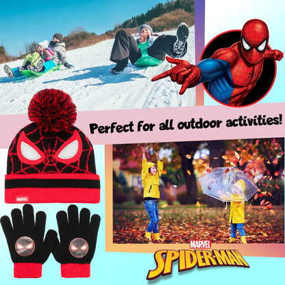 Ensemble bonnet et gants – Marvel Spider-Man Winter Set for Boys