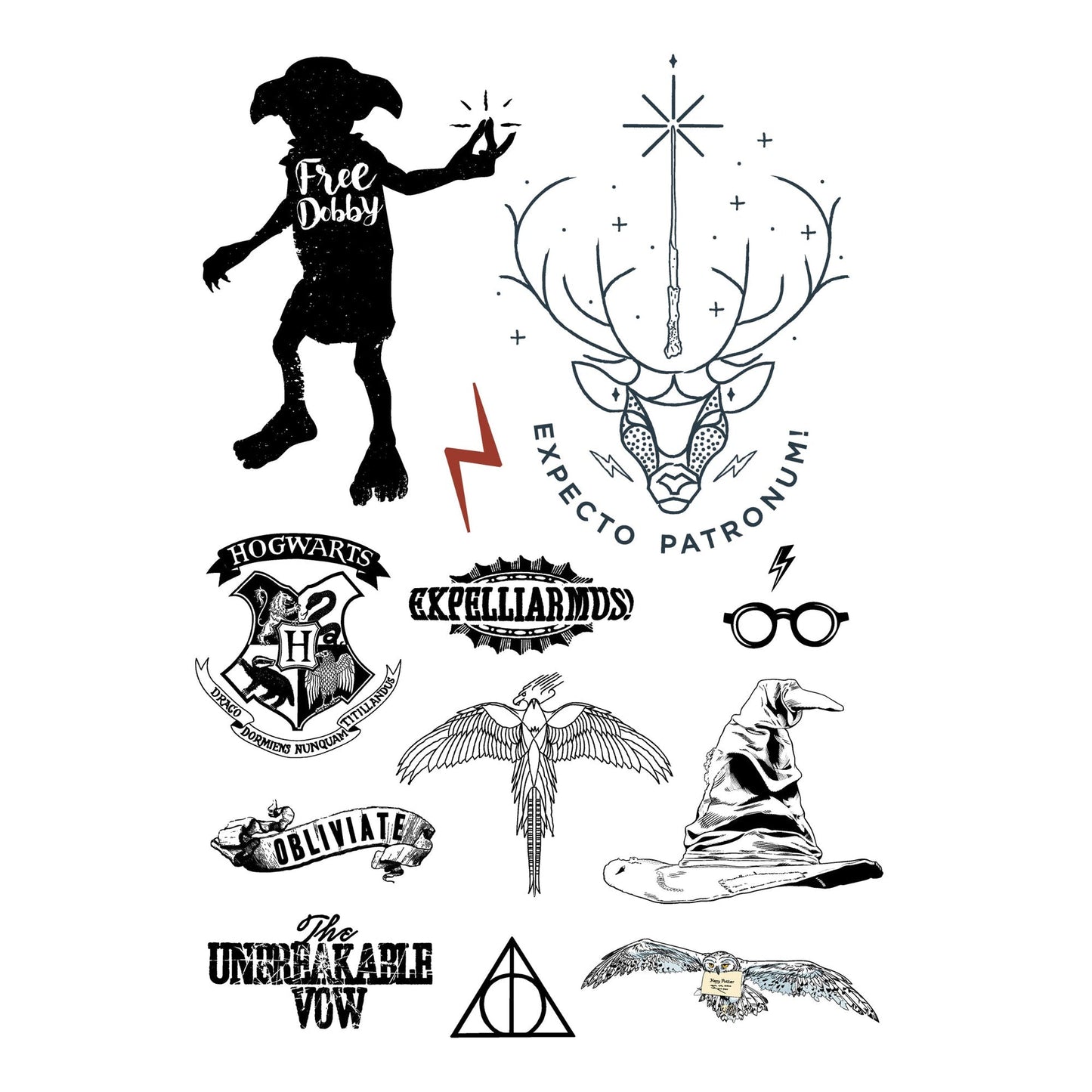 Tatouages temporaires Harry Potter (35 tatouages)