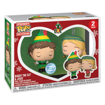 Pack of 2 Keychains: Buddy the elf &amp; Jovie 