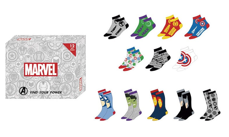 AVENGERS Gift Box Calendrier 12 Paires de Chaussettes (T 41-46)